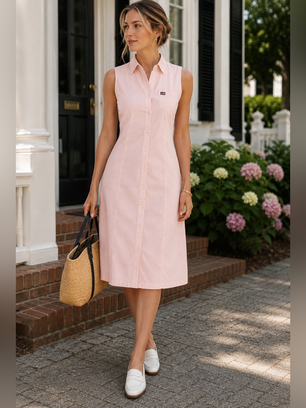 Vintage Polo Jeans Co Ralph Lauren Lt Pink Sleeveless Cotton Shirt Dress Size S